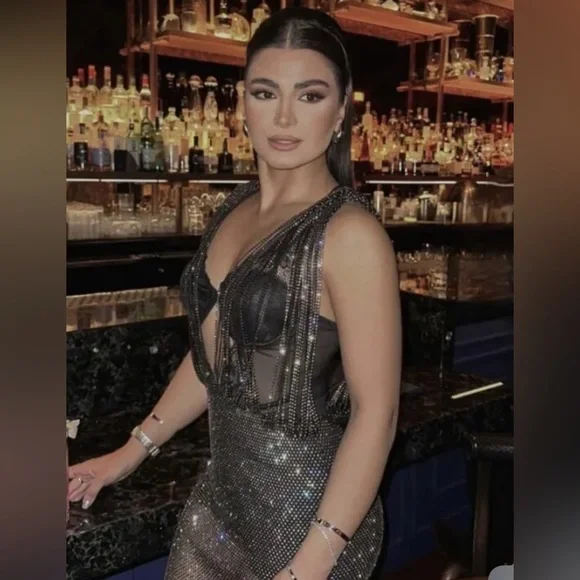 ZARA NEW WOMAN JEWEL WATERFALL DRESS WITH RHINESTONES SILVER - Picture 4 of 14